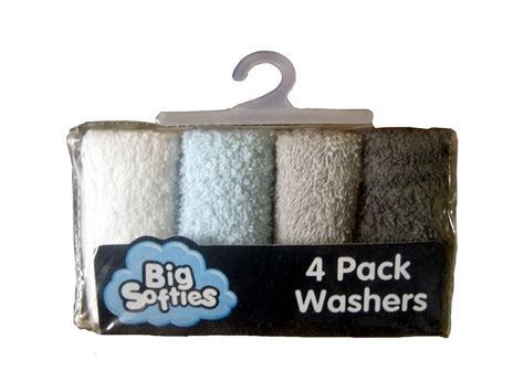 Big Softies Cotton Wash Cloth Pastel Boy 4 Pack.